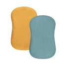 Hooyax Baby Lounger Cover 2 Pack - 100% Muslin Cotton Newborn Lounger Pillow Covers Only, Soft Breathable Infant Lounger Cover with Reinforced Stitching, Fits Most Standard Baby Loungers (Blue Ginger) by TinyTreasures Baby Boutique