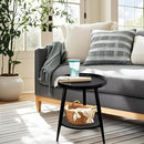 Small Round Side Table, 2-Tier Mid Century Modern Side Table, Round End Table Small Side Table for Living Room, Metal Frames, Black by CozyNest Decor
