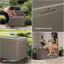 270 Gallon Outdoor Storage Box Waterproof Lockable Resin Deck Box Large, Patio Storage Bin for Pool Accessories Cushion Furniture, Garden Tools, UV-Resistant Outside Delivery Grey by GreenHaven Gardens