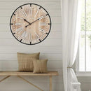24 Inch Grand Farmhouse Wall Clock, Vintage-Inspired Wood & Metal Design with Large Etched Numbers, Silent Battery-Powered Timepiece for Offices, Kitchens, Bedrooms, and Living Rooms by CozyNest Decor