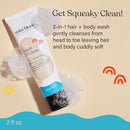 Fresh N’ Clean 2-in-1 Hair + Body Wash Shampoo Sulfate-Free Baby & Kid Safe Aloe leaf, Chamomile extract, Lavender & Botanicals - Travel Size by TinyTreasures Baby Boutique