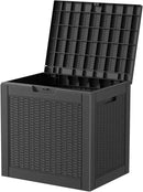 Vixzen 31 Gallon Resin Deck Box - Lockable Outdoor Storage for Patio Cushions, Garden Tools, Pool Supplies，Black by CozyNest Decor