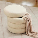 ONEVOG Round Storage Ottoman, 20" Small Ottomans Table with Removable Lid, Linen Fabric Soft Footrest Stools for Couch, Upholstered Stuffed Circle Seat for Living Room/Bedroom/Dorm/Vanity, Beige by CozyNest Decor