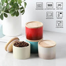 Sweejar Kitchen Canisters Ceramic Food Storage Jar, Stackable Containers with Airtight Seal Wooden Lid for Serving Ground Coffee, Tea, Sugar, Spice and More - 5 Fl Oz(Gradient Red) by CozyNest Decor