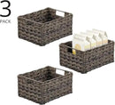 mDesign Woven Farmhouse Kitchen Pantry Food Storage Organizer Basket Bin Box, Container Organization for Cabinets, Cupboards, Shelves, Counter - Store Potatoes, Onions, Fruit, 3 Pack, Espresso Brown by CozyNest Decor