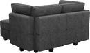 Bellfin Modular Sectional Sleeper Sofa Convertible Sofas with Storage Ottomans Small Sectional Couches for Living Room. Dark Grey Couch by CozyNest Decor
