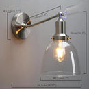 PERMO Industrial Vintage Slope Pole Wall Mount Single Sconce with 6.7" Oval Dome Clear Glass Shade Wall Sconce Light Lamp Fixture (Brushed Nickel) by CozyNest Decor