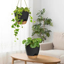 ZMTECH 10 Inch Hanging Planters for Indoor Outdoor Plants, 2 Pack Self Watering Hanging Plant Pots with Drainage Holes and Removable Saucer, Plastic Flower Hanging Pots with Watering Lip (Black) by GreenHaven Gardens