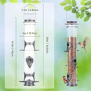 MIXXIDEA 2PK Metal Wild Bird Feeder Squirrel Proof Bird Feeders for Outside Hanging 6 Port Tube Bird Feeder Transparent Finch Feeder with Steel Hanger (Grey) by CozyNest Decor