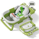 Collapsible Baby Bathtub for Newborn, Foldable Baby Bath Tub with Thermometer & Soft Floating Cushion & Drain Hole, Portable Travel Infant Bath Tubs for Newborns to Toddler 0-36 Months Girl, Green by TinyTreasures Baby Boutique