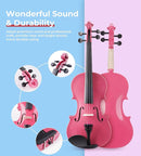 Vangoa Pink Violin 4/4 Full Size Fiddle Set, Acoustic Violin for Women Beginners Adults Teens Girls Kids 9-12, Starter Violin Kit with Hard Case, Premium Accessory Outfit by TinyTreasures Baby Boutique