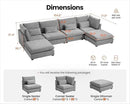 Oversized Modular Sofa, Extra Deep Cloud Chenille Sectional Couch with Ottoman Chaise, Fluffy Chenille 6 Seat U-Shaped Sofa for Living Room, Villa (U Shape 6 Seater, Chenille Grey) by CozyNest Decor