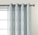 MIUCO Moroccan Embroidered Semi-Sheer Curtains Faux Linen Grommet Window Panel Pair for Nursery 52 x 63 Inch, Sea Foam by CozyNest Decor