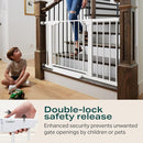 Cumbor 29.7-46" Baby Gate for Stairs, Toddler Safety Essentials for The House, Auto Close Dog Gate for Doorways, Mom's Choice Awards Winner-Easy Install Pressure Mounted Pet Gates for Dogs, White by TinyTreasures Baby Boutique