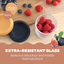 BEABA 2 Pack Glass Baby Food Jars with Soft Silicone Air Tight Lids, 8 oz Glass Storage Containers with Lids, Microwave and Freezer Safe Containers, Midnight by TinyTreasures Baby Boutique