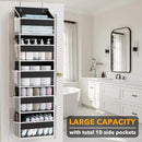 SpaceAid 1 Pack Over The Door Organizer with 5 Large Pockets and 10 Mesh Side Pockets, 5 Layers Door Organizer Hanging with Clear Window for Bedroom, Bathroom, Pantry and Nursery, Black by CozyNest Decor