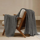 PHF 100% Cotton Waffle Weave Throw Blanket, Soft Lightweight Breathable Cozy Summer Throws for Couch Bed Sofa, Luxury Aesthetic Woven Blanket for Home Decor & Office, 50"x60", Charcoal Grey by CozyNest Decor