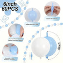 Blue and White Link Balloons, 60PCS Baby Light Blue White Linking Balloons with Tail for Making Balloon Wall Arch and Chains, Quick Balloon for Wedding Birthday Baby Shower Party Decorations (6inch) by CozyNest Decor