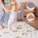 Boho Rainbow Baby Play Mat 50x50 Playpen Mat Thicken Soft Baby Crawling Mat Non-Slip Cushioned Baby Floor Mat with Letters, Activity Playmats for Babies Toddlers Play & Tummy Time (50X50,White) by TinyTreasures Baby Boutique