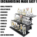 WANLIAN 3-Tier Straight Retail Table Display Stand, Portable Display Rack Shelves for Vendors, Craft Shows, Farmers Market, Pop Up Shop Countertop Black Risers for Display, Soap, Candles, Tumblers by CozyNest Decor