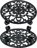 2 Packs 14 Inch Rolling Plant Stand with Wheels Metal Plant Caddy with Wheels Heavy Duty Round Plant Stand Indoor Iron Plants Rollers for Plants, Plant Dolly with Plant Saucers by GreenHaven Gardens