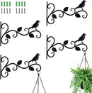 Hanging Plants Bracket 12" Bird Planter Outdoor Hooks Hangers for Flower Baskets Pot Bird Feeder Wind Chimes Lanterns Patio Garden Outdoor Indoor Metal Black, 4 Packs by GreenHaven Gardens