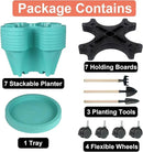 Vertical Planter 7 Tier Stackable Planters Garden Planters Strawberry Herb Flower and Vegetable Planter Indoor Outdoor Gardening Pots with Removable Wheels and Tools by GreenHaven Gardens