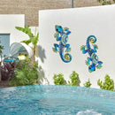 HONGLAND Metal Gecko Wall Art 2Pcs Outdoor Wall Decor Lizard Metal Hanging Wall Decoration Glass Sculpture for Garden Yard Patio Fence Home (Blue) by GreenHaven Gardens