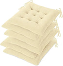 OVOV Chair Cushions for Dining Chairs Set of 6 Tufted Indoor Chair Pads with Ties Soft Square Seat Cushions for Kitchen Chairs 15.5"x15.5",White by CozyNest Decor