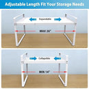 9'' Wide Expandable Cabinet Shelf Organizer Rack Adjustable Length 14''-26'' Pantry Shelf Spice Rack Heavy Duty Nonslip Kitchen Counter Storage Shelves Pantry Cupboard Under Sink Countertop White by CozyNest Decor