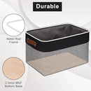 Storage Bins Large Fabric Storage Baskets for Shelves 3 Pack, Decorative Linen Closet Baskets with Handles for Organizing, Shelf, Clothes, Home, Office, 15x11x9.5Inches (Grey&Black) by CozyNest Decor
