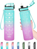 Enerbone Water Bottle, Leakproof BPA & Toxic Free, Motivational Water Bottle with Times to Drink and Straw, Fitness Sports Water Bottle with Strap for Office, Gym, Outdoor Sports by CozyNest Decor