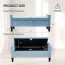Storage Ottoman Bench, Velvet Upholstered Footstool for Bedroom and Living Room, Tufted Seat with Storage, Wooden Legs & Metal Rivets, Light Blue by CozyNest Decor