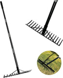 Heavy Duty Bow Rake with Stainless Steel Handle for Farming Land Management Leaf Gathering Durable Ergonomic Garden Tool with 16 Tine Head 63 Inch Assemble Long Shaft Suitable for Large Areas by GreenHaven Gardens