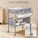 Baby Changing Table with Wheels, Maydolly Portable Foldable Changing Table, Waterproof Diaper Changing Station, Adjustable Height Changing Station, Mobile Nursery for Newborn and Infant (Grey) by TinyTreasures Baby Boutique