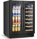 Wine and Beverage Refrigerator with Glass Door, 24-Inch Dual Zone Wine Fridge Under-Counter,4.6 Cu.Ft. 65 Cans and 20 Bottles Wine Cooler,Built-in or Freestanding Wine and Drink Fridge with Blue Light by CozyNest Decor