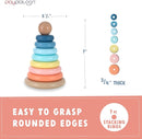 Play Platoon Wooden Rainbow Stacking Toy Ring Stacker, Educational Interactive Learning Toys, Create Stacks of Circles for Kids, Babies, Toddlers and Children by TinyTreasures Baby Boutique
