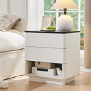 Nightstand with Charging Station, 22" Push-to-Open Bedside Table with 2 Storage Drawers, Large Modern End Table for Bedroom,Living Room,White by CozyNest Decor
