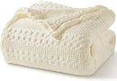 PHF 100% Cotton Waffle Weave Blanket King Size, Soft Lightweight Breathable Cozy Summer Blankets for Bed, Luxury Aesthetic Woven Bedding for Home Decor, 108"x90", Cannoli Cream by CozyNest Decor