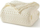 PHF 100% Cotton Waffle Weave Blanket Queen Size, Soft Lightweight Breathable Cozy Summer Blankets for Bed, Luxury Aesthetic Woven Bedding for Home Decor, 90"x90", Cannoli Cream by CozyNest Decor