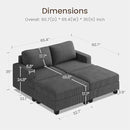 Nolany Corduroy Sectional Couch with Storage Ottoman, Sleeper Sectional Sofa, Modular Sectional Couches for Living Room, Dark Grey