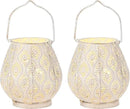 TRIROCKS Set of 2 Moroccan Decorative Lamps 8'' High Battery Powered Cordless Lamp Metal Table Lamps with Fairy Lights Bulb for Home Living Room Garden Yard Party Events Tabletop Indoor Outdoor(White) by GreenHaven Gardens