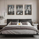 Modern White Forest Framed Canvas Wall Art Set, Minimalist Woodland Art Painting, Retro Tree Landscape Wall Decor, Wildland Deer Artwork for Living Room, Dining Room, Office - 16"x24"x3 by CozyNest Decor
