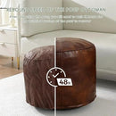 HIGOGOGO Round Stuffed Pouf Ottoman, Pu Leather Poufs with Foam Chunk Filling, Furry and Fluffy Pouf Foot Stool Storage Ottoman, 20 X 15 Floor Poufs Foot Rest for Living Room,Dark Brown by CozyNest Decor