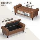 51" Storage Ottoman Bench for Bedroom, Full Queen Storage Bench with Button, Upholstered Bedroom Bench with Rolled Arms for Living Room, Storage Room, Entryway, Brown by CozyNest Decor