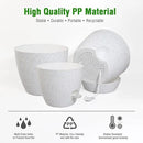 Large Self Watering Pots, 12/10/9 Plastic Planters with High Drainage Holes and Deep Reservoir for Indoor Outdoor Garden Plants and Flowers, White Speckles by GreenHaven Gardens