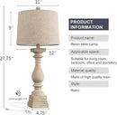 BOBOMOMO Retro 27" USB Charging Ports A/C Wash-White Farmhouse Lamps for Bedrooms Side Table Lamps Bedside Lamp for Nightstand Living Room 1 Pack
