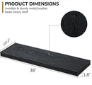 Floating Shelves - 10.3 Inch Deep Wall Shelf for Decor & Storage - Wall Mounted Display Shelving with Invisible Heavy-Duty Metal Bracket - 36" W x 10.3" D x 1.8" H - Set of 1 - Rustic Black by CozyNest Decor