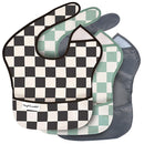 Tiny Twinkle Mess-Proof Baby Bib - Waterproof Bib for Baby Boy or Girl - Machine Washable - Adjustable Closure - PVC, BPA, & Phthalate Free - Great for Travel - Baby Food Bibs (3 Pack, Checkers Boy) by TinyTreasures Baby Boutique