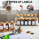 DIMBRAH Spice Jars with Label 24Pcs,Seasoning Containers,Glass Spice Jars with Bamboo Lids,Kitchen Essentials,Spices Container Set,Kitchen Set,Seasoning Organizer,Spice Rack Organizer for Cabinet by CozyNest Decor